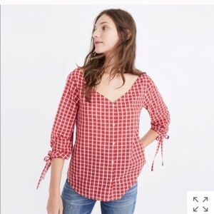 Madewell Marie tie cuff top SZ S